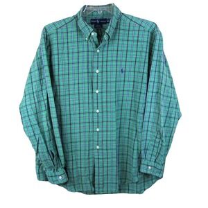 Ralph Lauren Blake Long Sleeve Button Down Shirt Men's‎ XL Green/Blue Plaid